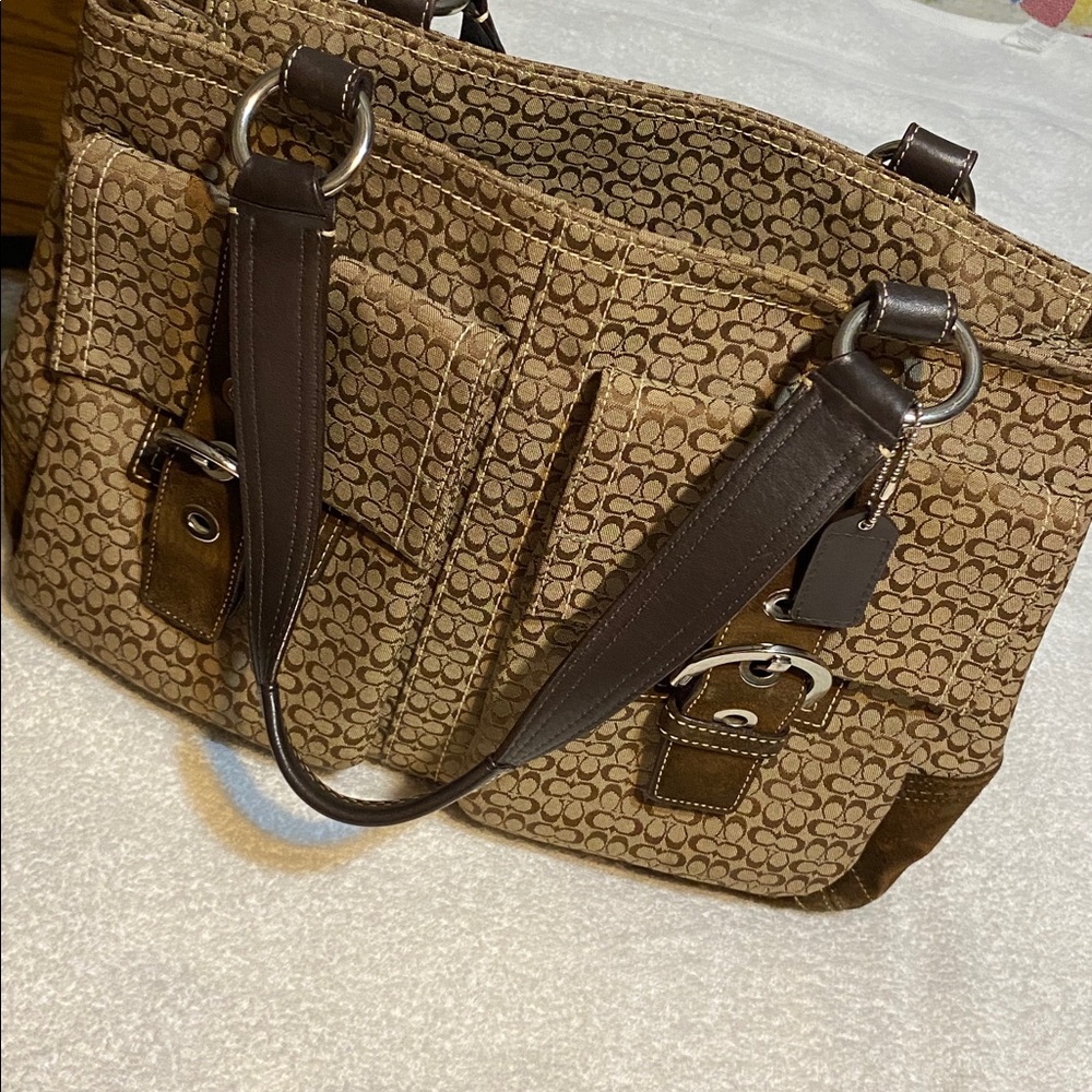 Coach Brown and Tan Shoulder Bag